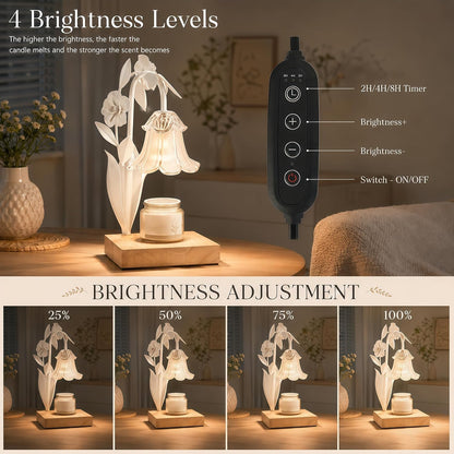 Candle Warmer Lamp with Timer Dimmer, Adjustable Height Flower Candle Lamp Warmer, House Warming Gifts New Home Decor, Mothers Day Birthday Gifts for Women Mom Sister, Wax Melt Warmer for Jar Candles