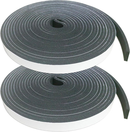 Weather Stripping Foam Tape 2 Rolls (1/2 in x 1/8 in x 16.4FT), Self Adhesive Door Seal for Small Gaps, Window Insulation, Draft Stopper Foam Strip Total 32.8 FT