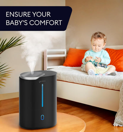 GENIANI Cool Mist Air Humidifiers for Bedroom, Plants, and Large Rooms - Quiet Humidifiers for Baby Room with Auto Shut Off & Night Light (3.9L, White)