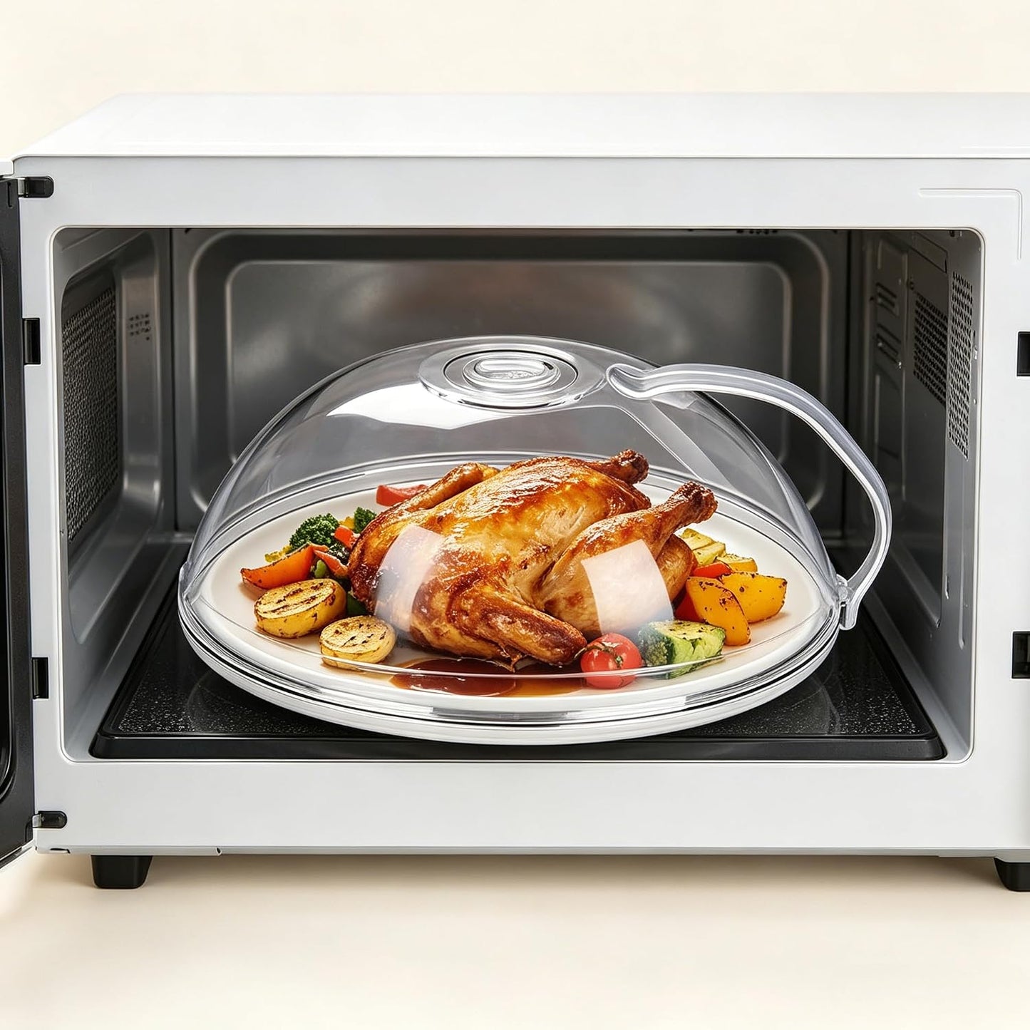 2 Pack Food Grade Microwave Splatter Cover with Handle Steam Vent | Non Toxic Microwave Splatter Covers with Steam Vents, Food Safe Microwave Lid for Kitchen Cooking Heating