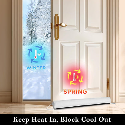 Door Draft Stopper with Removable Washable Cover, 38", Black | Weighted Gap Filler, Blocks Hot and Cold Air, All-Season Seal, Easy Install, Noise & Wind Blocker, Home Essentials