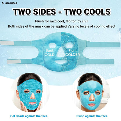 Cold and hot gel bead comprehensive facial mask is applicable to ,facial skin pulling, plastic surgery and laser surgery to restore puffiness, swelling, dark eye circles and headache (Purple)