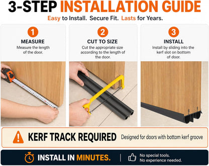 Exterior Door Sweep [2 Pack] – 36 Inch Kerf Weather Stripping with Dual Air Tube Seal & Vinyl Fins | Under Door Bottom Seal Strip for Exterior Doors with Kerf Track | Quiet & Tight Fit
