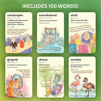 Skillmatics Vocabulary Flash Cards, SAT Prep – Wordables Level 3 | Screen-Free, Spelling Game, Learn 100 words with Wordplay, Visuals, & Soundplay, Learning Gift for Ages 8, 9, 10 & Up