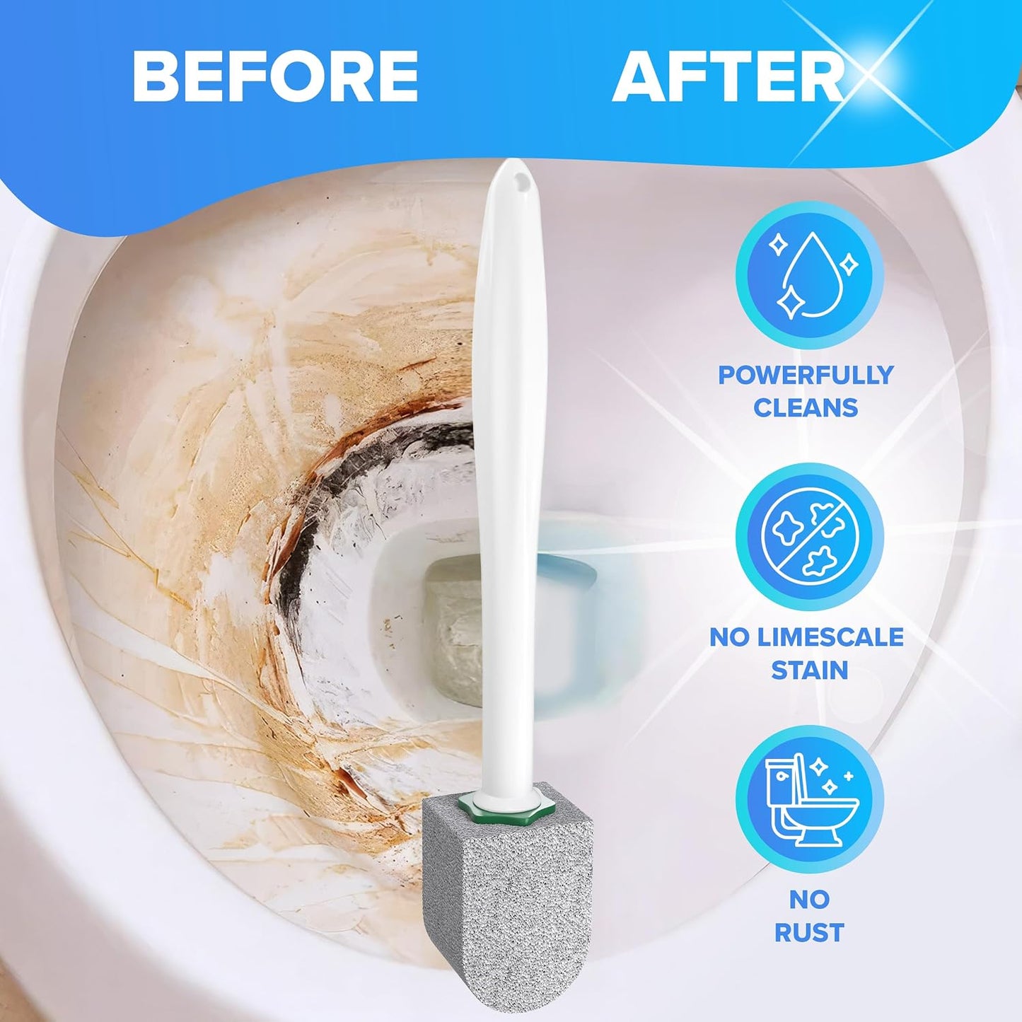 DISIWENE Pumice Cleaning Stone with Handle Toilet Bowl Cleaner Hard Water Ring Remover for Bath/Pool/Kitchen/Household Cleaning (4, 4 Pack with Handle)