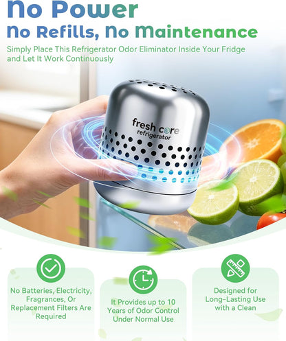 Deodorizer - Lasts up to 10 Years Fridge Deodorizer, Nano-Catalyst Technology, Sus 304 Stainless Steel, Long-Lasting Odor Eliminator for Fridge, Car(1pcs, one size)