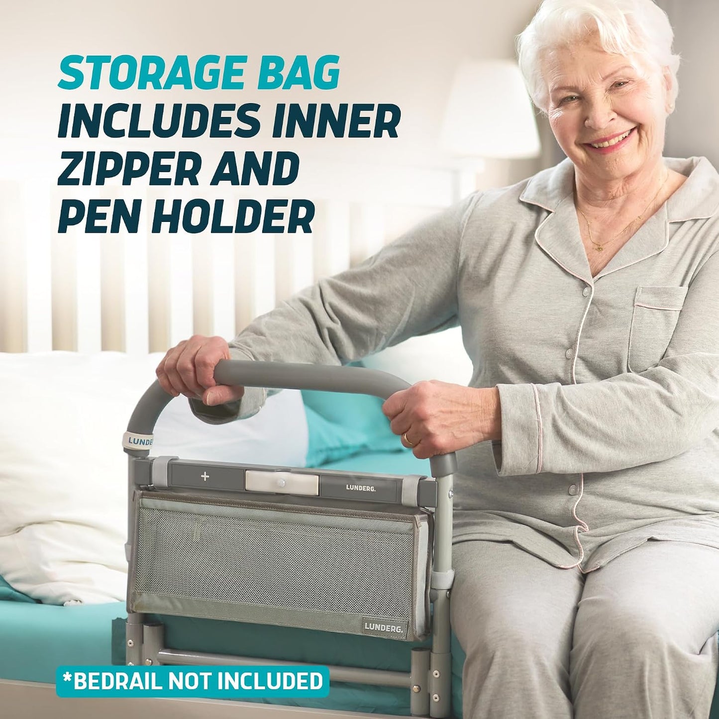 Lunderg Storage Bag for Bed Assist Rail - Replacement or Extra Bag | Lightweight & Perfect to Store Your Glasses, Remote, or Magazines