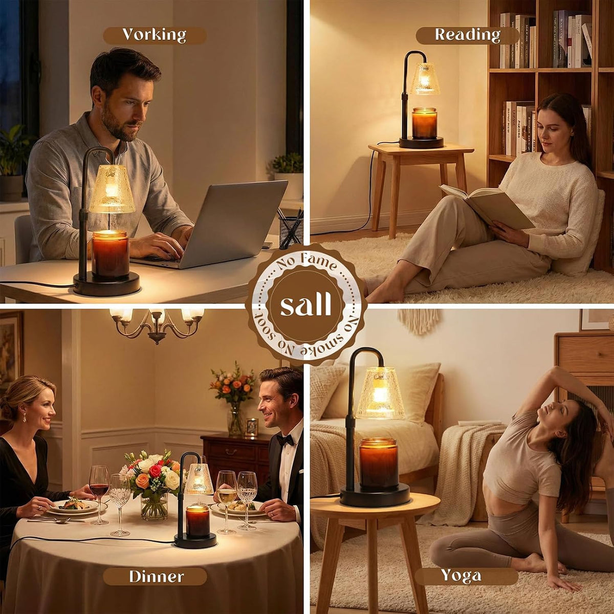 Glimra 2 Pack Candle Warmer Lamp with Timer,Dimmable,Adjustable Height