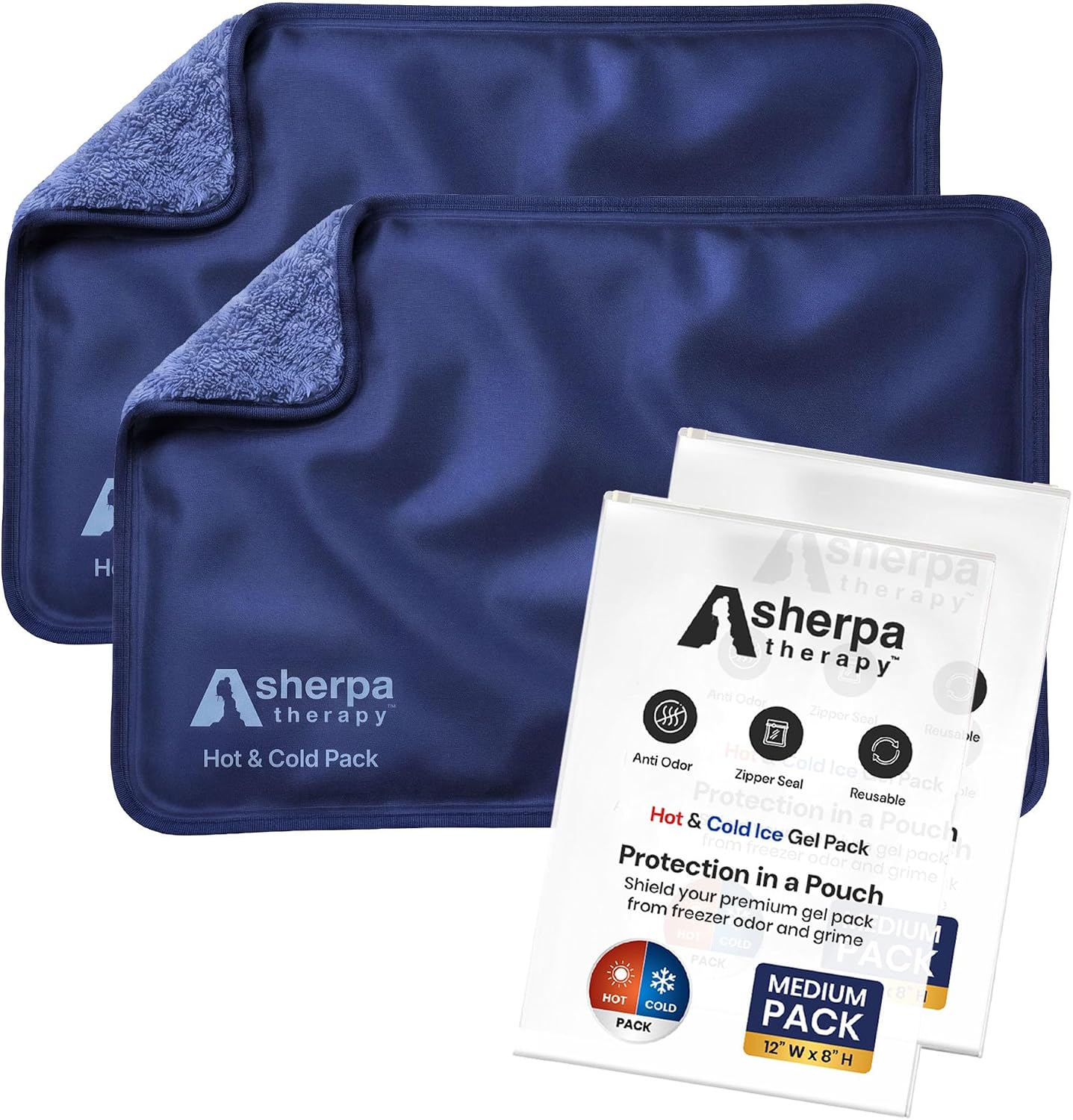 Medium Flexible Gel Ice Packs Reusable - Hot and Cold Soft Ice Packs for Injuries Reusable for Ankle, Arm, Foot, Leg, Back Pain Relief - 8" x 12" - Purple