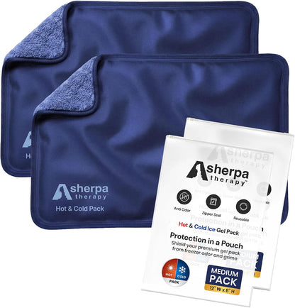 Medium Flexible Gel Ice Packs Reusable - Hot and Cold Soft Ice Packs for Injuries Reusable for Ankle, Arm, Foot, Leg, Back Pain Relief - 8" x 12" - Purple