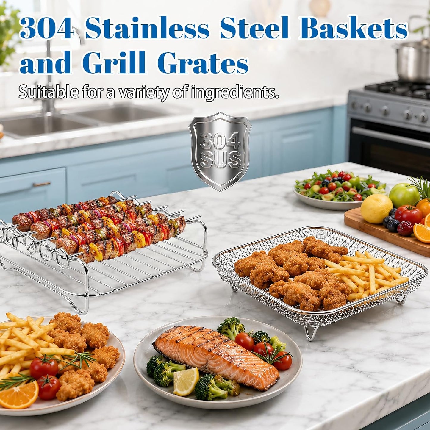 Silicone Air Fryer Liners for COSORI Iconic Stainless Steel 6.5 Qt 2 Pack | Square Reusable Non-Stick Basket Inserts for 6.5 QT Air Fryers, Dishwasher Safe, BPA-Free
