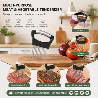 Onion Holder for Slicing, Anti-Slip Onion Slicer Holder, Food Grade Onion Cutting Tool for Kitchen Home Cooking Vegetable Preparation