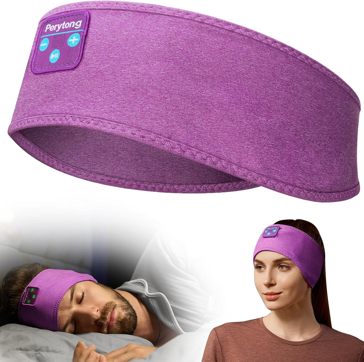 Perytong Sleeping Headphones Bluetooth Headband, Soft Long Time Play Sleeping Headsets with Built in Speakers Perfect for Workout,Running,Yoga,Travel, Darkgray