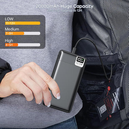 5V 2A 3A 20000mAh Battery Pack for Electric Heated Camping Chair, Stadium Seat Cushion, Vest, Jacket, Blanket, Red Light Therapy Pad - Digital LCD Screen PD20W Fast Charging Power Bank for iPhone