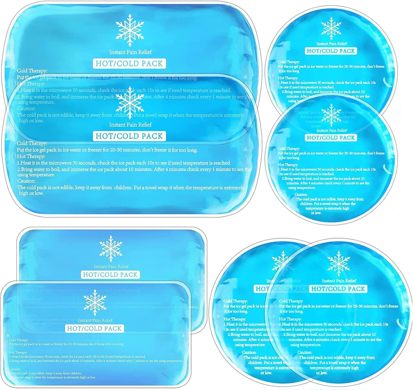 Tutmyrea Ice Packs for Injuries Reusable, 8 Pack Soft Gel Pack, Hot and Cold Compress, Ice Pack for Kids Boo Boo, Cold Packs for Injuries, Migraines, First Aid, Pain Relief, Wisdom Teeth | Gel Ice Pack for Kids Boo Boo, Multiple Shapes Cold Packs for