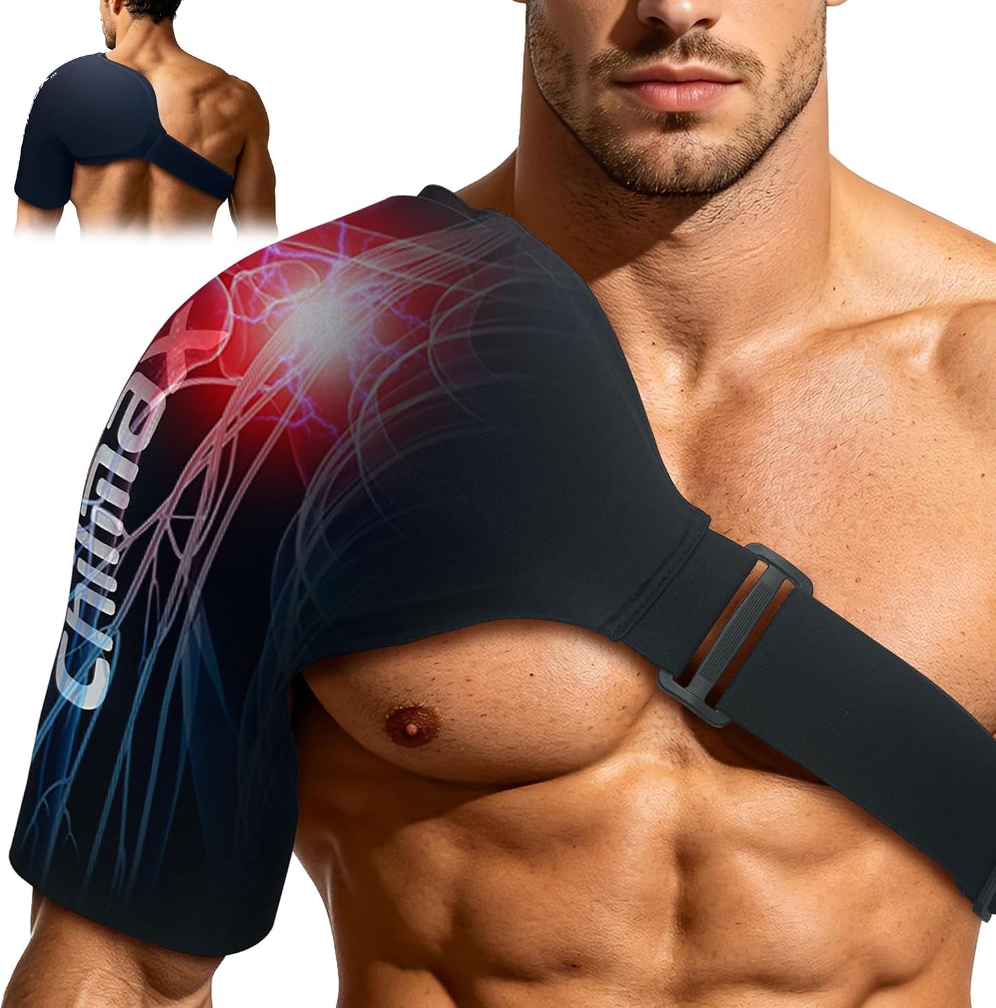 Shoulder Ice Pack for Rotator Cuff & Arm Cold Therapy Wrap,Reusable Hot Cooling Gel Brace Compression Sleeve for Pain Relief, Injuries Post-Surgery Recovery,Men & Women Gift (XLarge-Black)