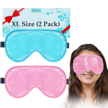 BeeVines Gel Eye Mask, XL Size Cooling Ice Masks for Puffy Eyes (2 Pack)