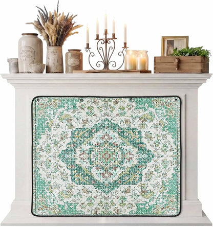 Magnetic Fireplace Cover Grey Medieval Flowers Fireplace Screen Decorative Retro Bohemian Pattern Insulation Fireplace Blocker Save Energy Fireplace Draft Stopper Covers for Living Room 39x32 Inch