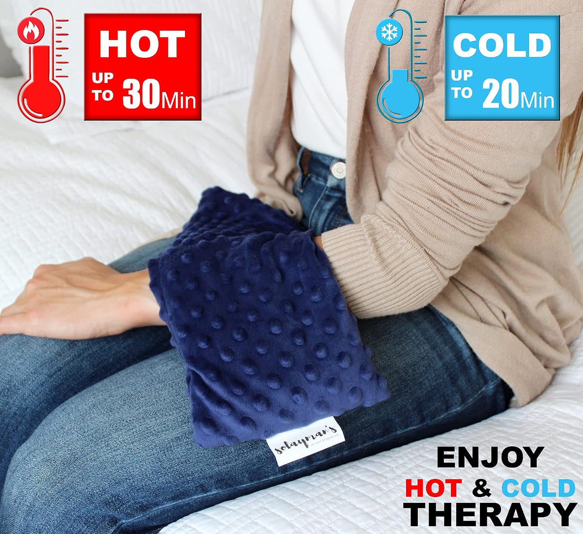 Microwave Heating Pad for Neck & Shoulders - Natural Buckwheat & Flaxseed Hot/Cold Therapy Wrap - Moist Heat for Pain Relief, Muscle Soreness & Stress - Reusable, Soft Fleece (14"x5.5")