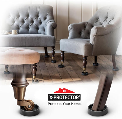 X-Protector Furniture Cups - 8 PCS 2.2" - Non Slip Furniture Pads (Round) | Transparent Floor Protectors - Bed Stoppers to Prevent Sliding - Keep Furniture from Sliding on Floor!
