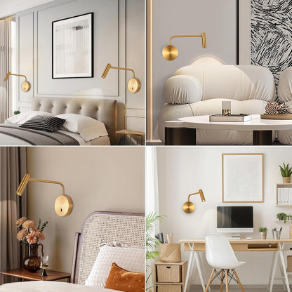 ZEROUNO Wall Mounted Reading Light for Bedroom LED Hardwired Sconce with Switch on/Off Modern 3000K Swing Arm Bedside Wall Mount Lamp (Black)