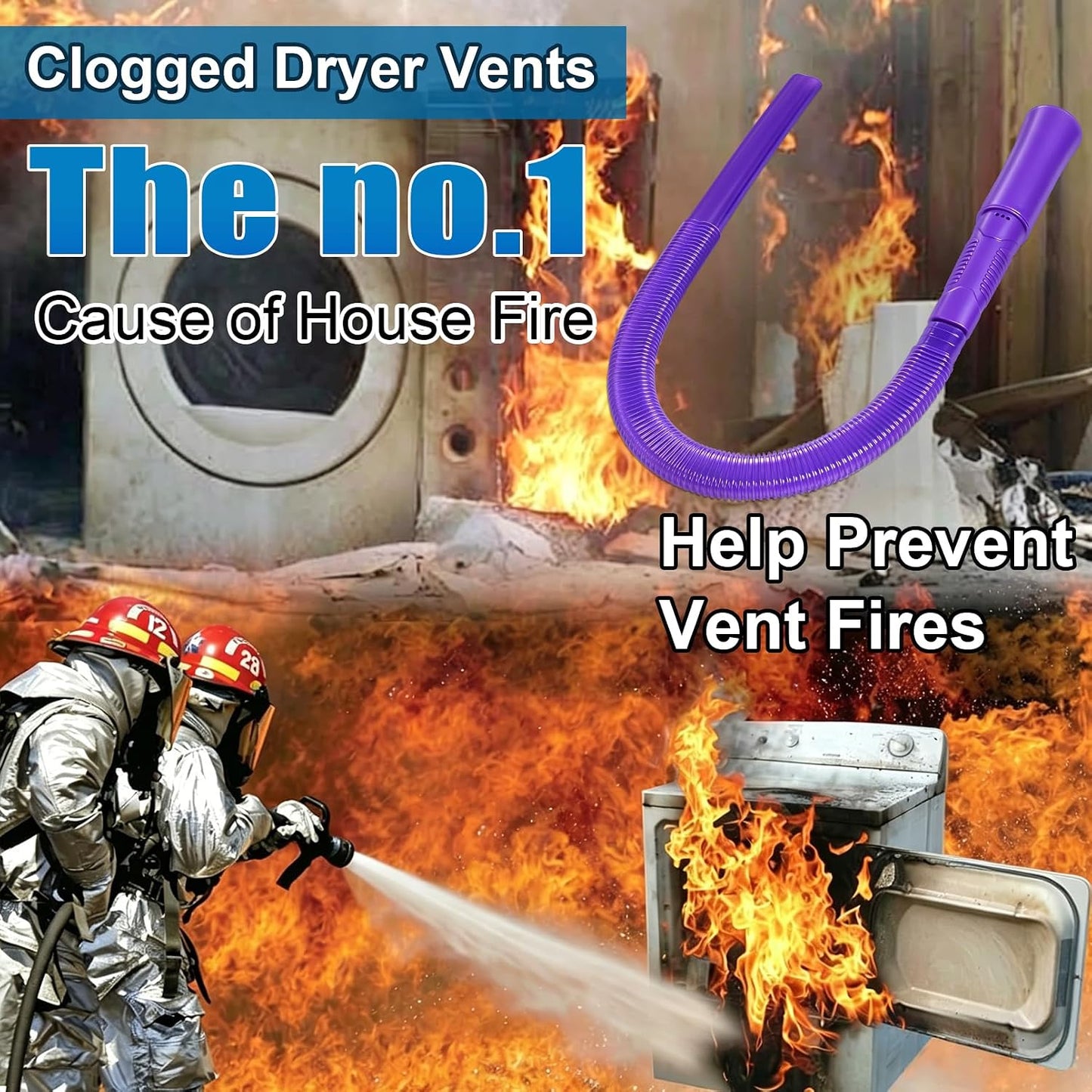Upgraded Dryer Vent Cleaner: Universal Vacuum Hose Attachment Fits All Vacuums Cleaner, Deep Cleaning Tools for Clogged Ducts & Lint Removal