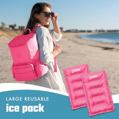 Cool Coolers by Fit & Fresh 2 Pack XL Soft Ice Packs for Cooler, Flexible Stretch Nylon, Lunch Box Ice Packs, Large Reusable Freezer Packs, Cornflower Blue
