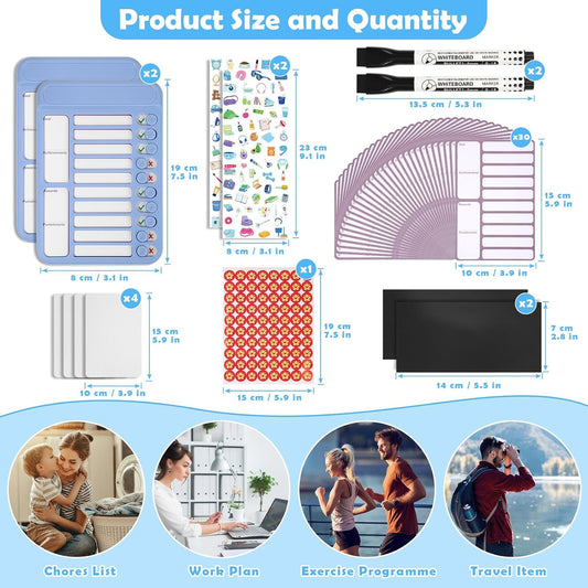 Dry Erase Chore Chart for Kids to Do List Magnetic Checklist Board Reusable RV Daily Routine Schedule Planning Boards with Blank Checklist Cardstock for Habit Tracker or Daily and Weekly Planner