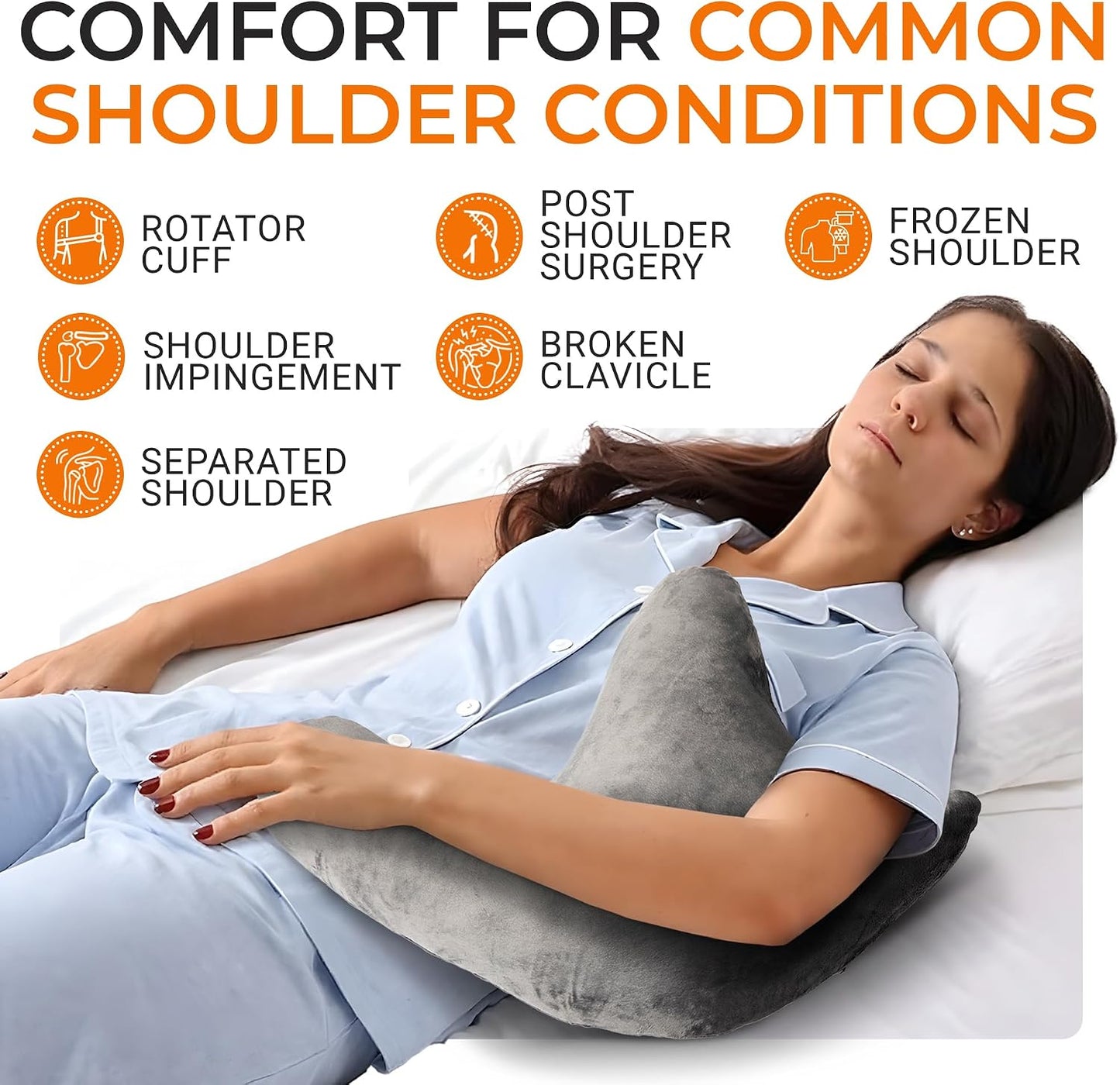 Cheer Collection Rotator Cuff Pillow – Shoulder Surgery Recovery Pillow for Side Sleepers, Arm Support Cushion for Rotator Cuff Injury & Post Surgery Comfort, Gray