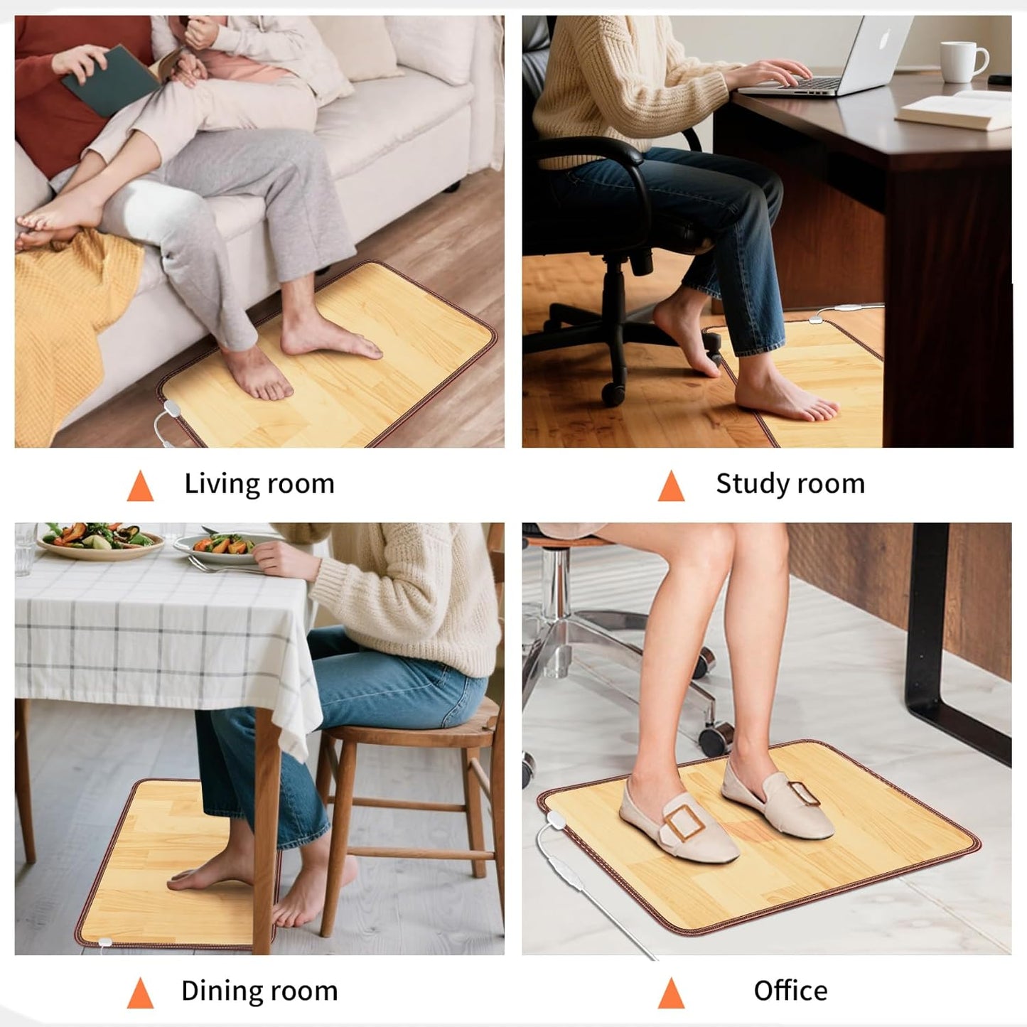 Heated Floor Mat, Foot Warmer Under Desk, Feet Heating Pad with 10 Heat Settings and Timer, Fast Heating for Office, Home, Study Play Room 120V 60W 18.5x14.2 inch SZ