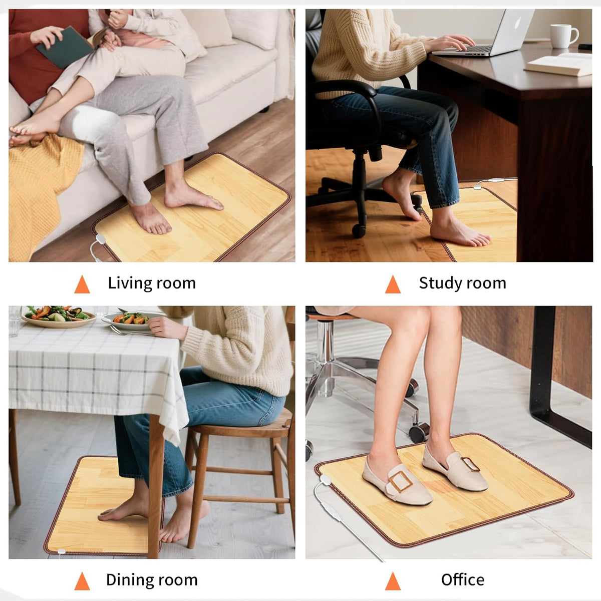 Heated Floor Mat, Foot Warmer Under Desk, Feet Heating Pad with 10 Heat Settings and Timer, Fast Heating for Office, Home, Study Play Room 120V 60W 18.5x14.2 inch SZ
