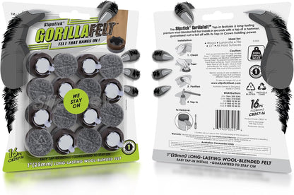 Slipstick Gorilla Felt Furniture Pads (189 Piece Variety Pack) Premium Furniture Pads & Chair Leg Floor Protectors for Hardwood Floors & Hard Surfaces