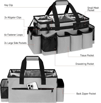 Cleaning Caddy Bag, Extra Large Cleaning Supply Bag for Housekeepers,Black | Sturdy Cleaning Caddy Organizer for Cleaning Supplies with Handle and Adjustable Shouder Strap, Easy to Clean Design