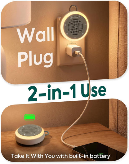 Babelio Pluggy White Noise Machine, Wall Plug-in & Rechargeable, 20 Sounds | Auto-Off Timer, 520mAh Battery, Noise Blocker for Office Privacy, Sleep Aid for Adults & Baby, Easy To Pack And Carry