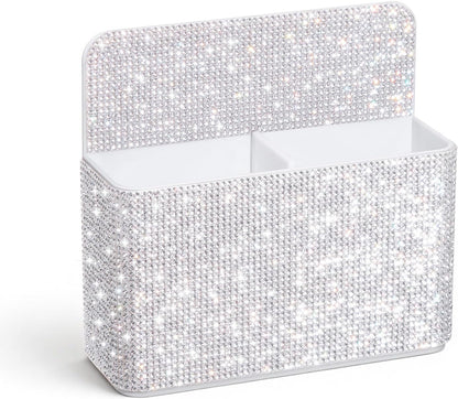 MotiMind Purple Locker Accessories for Girls, Bling Magnetic Pen Holder for Refrigerator, Back to School Rhinestone Marker Holder for Locker, Sparkly Gift for Student (Medium,Rhinestone)