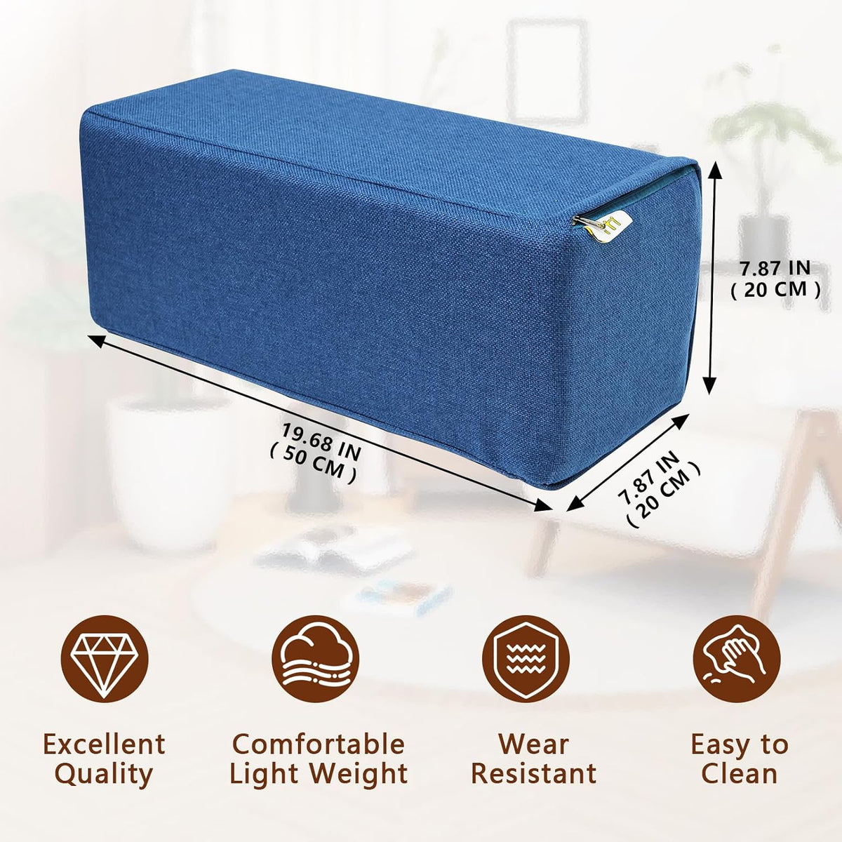 2 Pack Couch Arm Rest Pillow, 6''x6''x20'' Faux Leather Waterproof Cover, High Density Foam Armrest Cushion, Removable & Washable Elbow Support for Sofa, Bed, and Armchair (Medium Grey)