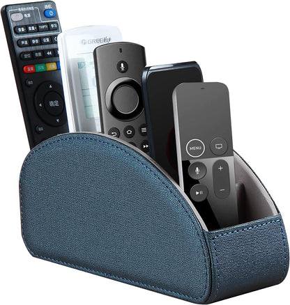 Pu Leather TV Remote Control Holder with 5 Compartments,Remote Caddy/Tray | Bedside Table Desk Storage Box/Organizer for Pen,DVD,Blu-Ray,Media Player,Heater Controller,Cosmetics,Glasses,Office Supplies