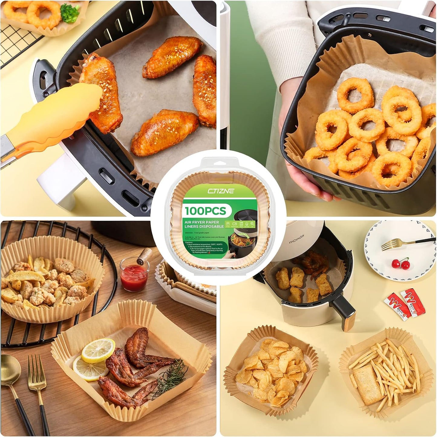 Air Fryer Liners Disposable, 150Pcs Parchment Paper 8" Square for 5-8QT | [Food Grade Material] Unbleached Parchment Paper Non-Stick & Waterproof Oilproof Easy Cleanup for Air Fryer Sheets Papers