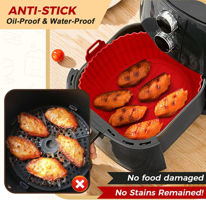 3 Pack Air Fryer Silicone Liners 8inch Air Fryer Silicone Pot Reusable Food Grade Silicone Airfryer Liners Baking Basket Accessories Replacement of Flammable Disposable Parchment Paper