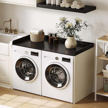 ChooChoo Washer Dryer Countertop, Adjustable Shelf, 2-Tier | Laundry Room Topper, Spacious Storage, For Folding Clothes & Efficient Organization, Walnut