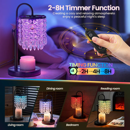 Candle Warmer Lamp with Timer Dimmer，2H/4H/8H Timer , Lamp Candle Warmer with Marble Base for Adjustable Height, Crystal Wax Melt Warmer for Jar Candles, House Warming Decor Gifts Mothers Day Gifts