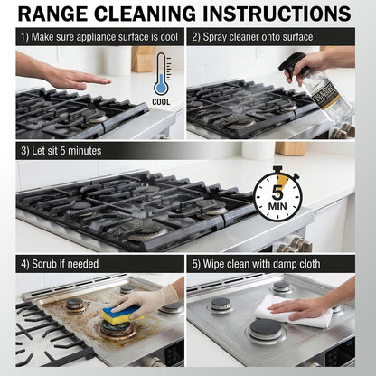 Thirteen Chefs Gas Stove Cleaner for Range, Burner, Oven and Surfaces, 32oz | Cuts Through Carbon and Baked on Food, Fume Free with no VOCs, Cleans Ceramic Glass Steel Iron Grills and BBQs