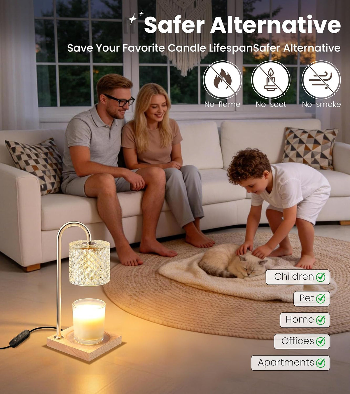 TigQiang Candle Warmer Lamp with Timer, Birthday Gifts for Women, Amber