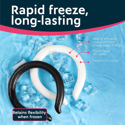 Magic Gel Neck Cooling Tube - Cooling Neck Ring - Reusable Ice Ring Wraps - Necks, Face Ice Coolers - Frozen Cool Wraps, Tubes for Summer Heat, Extremely Hot Weather - 2 Pack, B&W