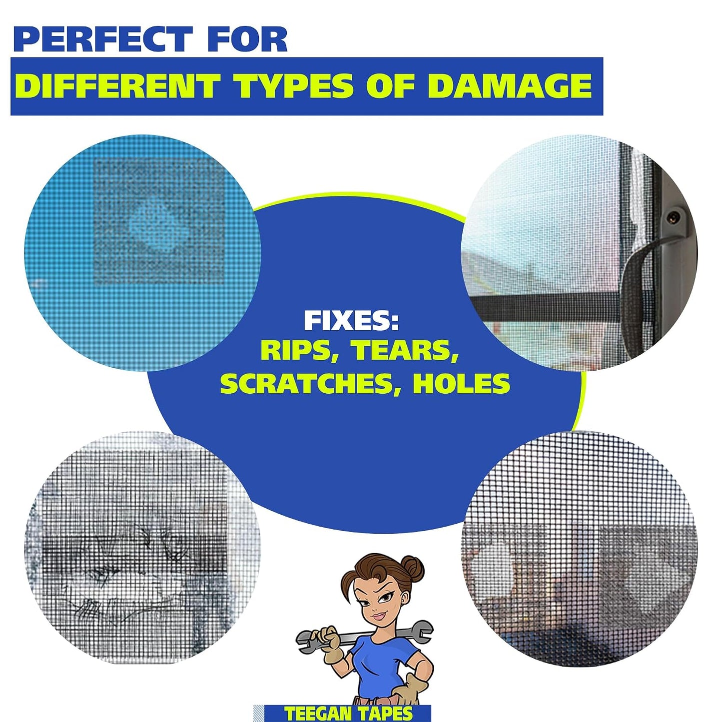 Gaffer Power Screen Repair Tape – Fiberglass Mesh, Strong Adhesive, Weather-Resistant Window & Door Screen Patch