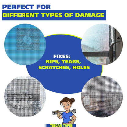 Gaffer Power Screen Repair Tape – Fiberglass Mesh, Strong Adhesive, Weather-Resistant Window & Door Screen Patch