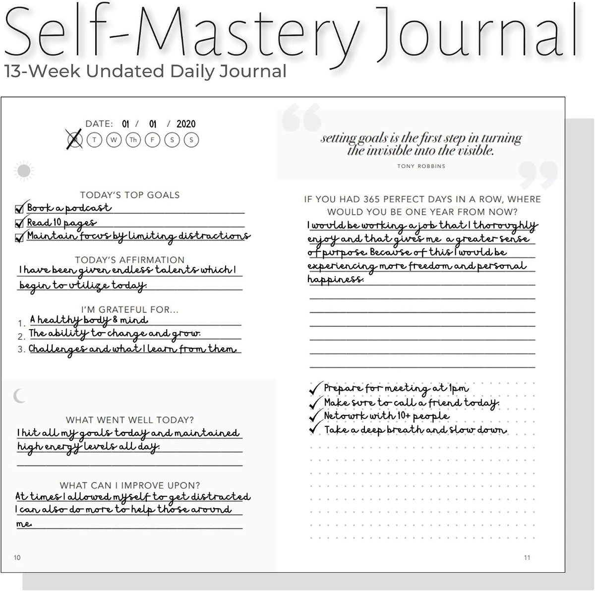 Self-Mastery Journal for Men with Prompts - 13 Week Guided Gratitude Journal - 5 Minute Journal - Reflection Manifestation Journals for Mindfulness - Self Care Journal - Goal Journal for Women & Men