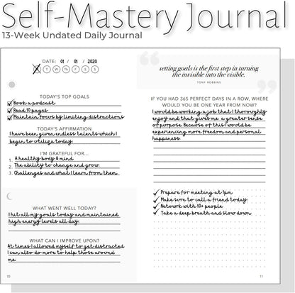 Self-Mastery Journal for Men with Prompts - 13 Week Guided Gratitude Journal - 5 Minute Journal - Reflection Manifestation Journals for Mindfulness - Self Care Journal - Goal Journal for Women & Men