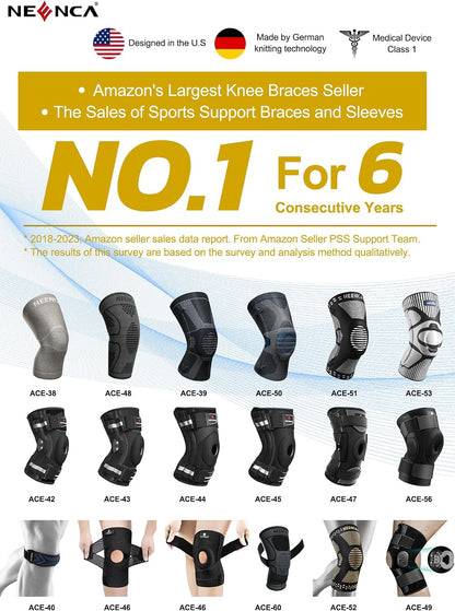 NEENCA Knee Brace with Ice Pack Wrap, Medical Knee Wrap with 3 Reusable Gel Packs, Hot & Cold Therapy for Meniscus Tear, Joint Pain, Knee Pain Relief, Knee Surgery, Sprain & Swelling