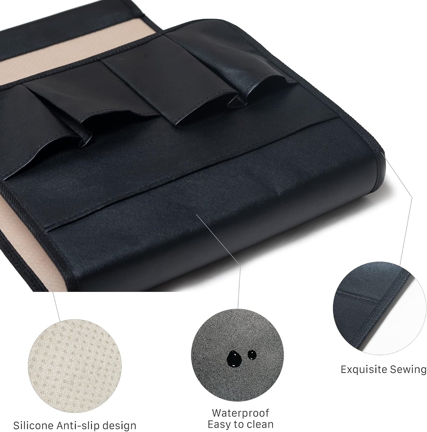 PU Leather Sofa Armrest Organizer, Armchair Magazine Holders, Waterproof Remote Holder for Recliner Couch with 1 Large Pocket, 4 Small Pockets for Magazine, Remote, Phone, Ipad, Books (brown)